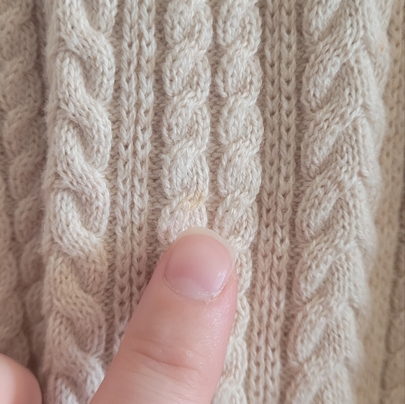 Vtg Wainscott classic cream cableknit and ribbed turtleneck sweater, Women's XL. - Picture 8 of 8